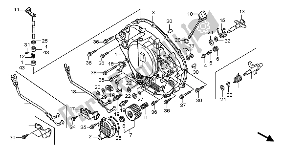 All parts for the Right Crankcase Cover of the Honda TRX 300 EX Sporttrax 2002