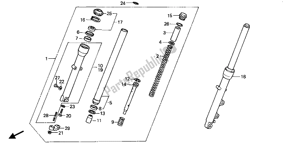 Tutte le parti per il Forcella Anteriore del Honda XBR 500 1985