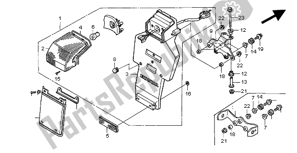 Tutte le parti per il Fanale Posteriore del Honda SLR 650 1998