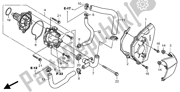 Alle onderdelen voor de Waterpomp van de Honda CBR 600F 2011