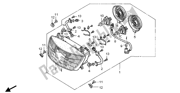 All parts for the Headlight (uk) of the Honda CBR 1000F 1995