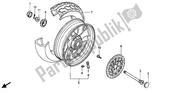 All parts for the Rear Wheel of the Honda NTV 650 1991