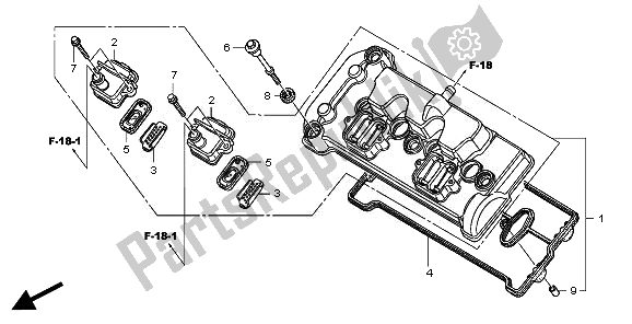 Alle onderdelen voor de Kleppendeksel van de Honda CBR 600F 2011