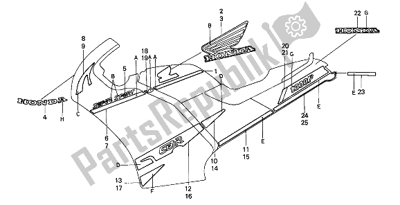 All parts for the Stripe of the Honda CBR 1000F 1991