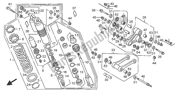 All parts for the Rear Cushion of the Honda CRF 450X 2005