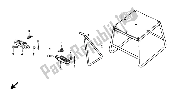 All parts for the Stand & Step of the Honda CR 80R SW 2001