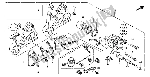 Alle onderdelen voor de Achter Remklauw van de Honda CBF 600 SA 2007
