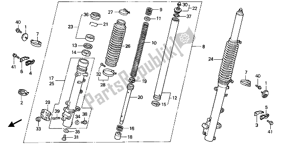 Toutes les pièces pour le Fourche Avant du Honda XRV 750 Africa Twin 1990