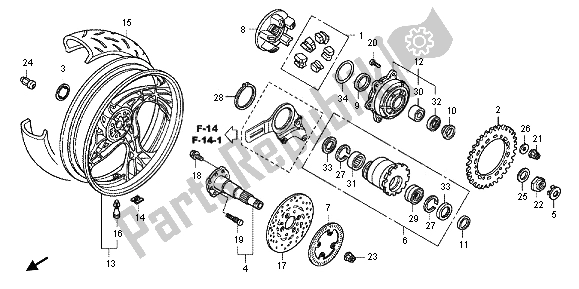 Todas las partes para Rueda Trasera de Honda CB 1000R 2012