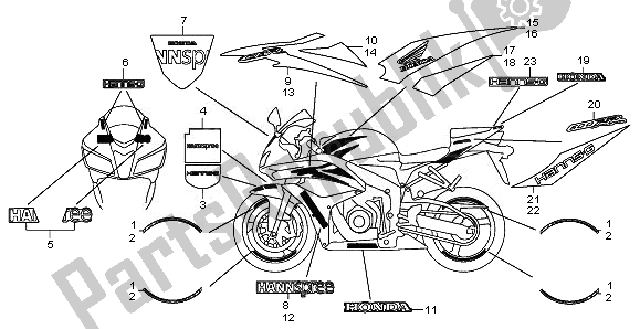 Tutte le parti per il Segno E Striscia del Honda CBR 600 RR 2008