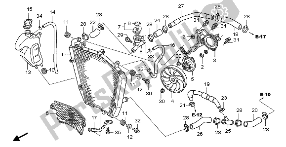 Alle onderdelen voor de Radiator van de Honda CBR 1000 RR 2007