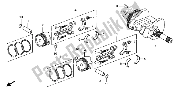 All parts for the Crankshaft & Piston of the Honda FJS 600D 2006