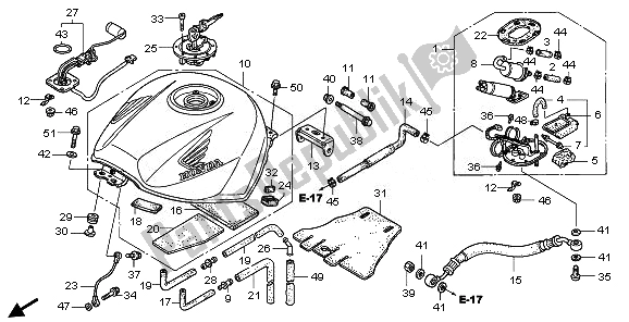 All parts for the Fuel Tank of the Honda VFR 800A 2008