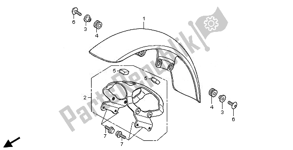 All parts for the Front Fender of the Honda VT 750S 2011