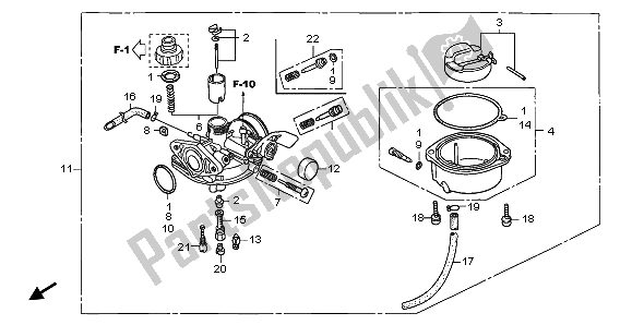 Todas las partes para Carburador de Honda CRF 70F 2009