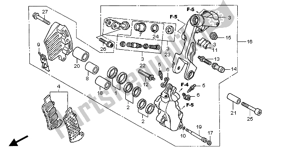 All parts for the L. Front Brake Caliper of the Honda VFR 800 FI 2001