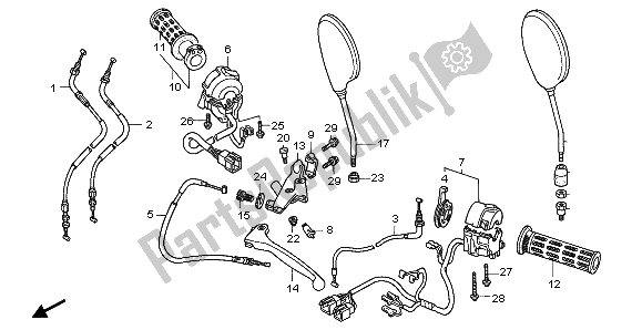 Alle onderdelen voor de Schakelaar & Kabel van de Honda CB 500 1995