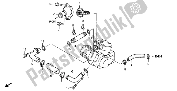 All parts for the Water Hose of the Honda VT 125C 2007