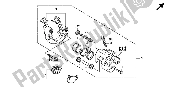 All parts for the Rear Brake Caliper of the Honda FES 125 2008