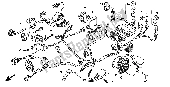 All parts for the Wire Harness (rear) of the Honda VTR 1000 SP 2003