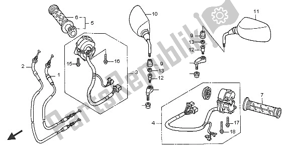 All parts for the Switch & Cable of the Honda FJS 600A 2005