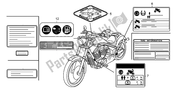 Todas las partes para Etiqueta De Precaución de Honda VT 1300 CXA 2010