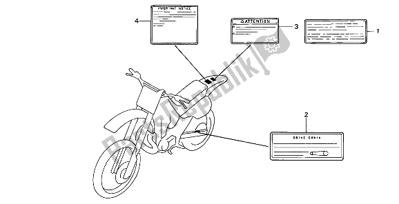 Todas las partes para Etiqueta De Precaución de Honda CR 500R 2 1993