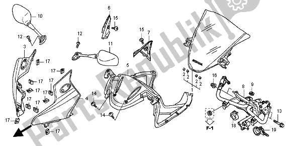 Todas as partes de Capuz Superior do Honda CBR 600 FA 2012