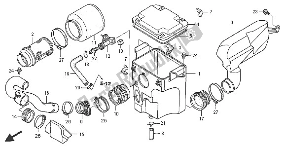 All parts for the Air Cleaner of the Honda TRX 400 FA Fourtrax Rancher AT 2005