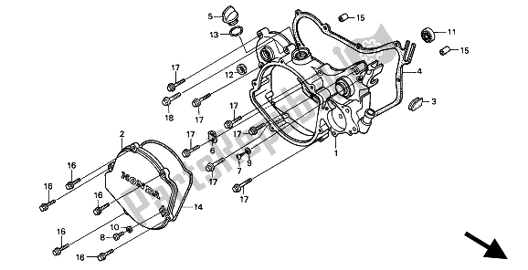 All parts for the Right Crankcase Cover of the Honda CR 125R 1993