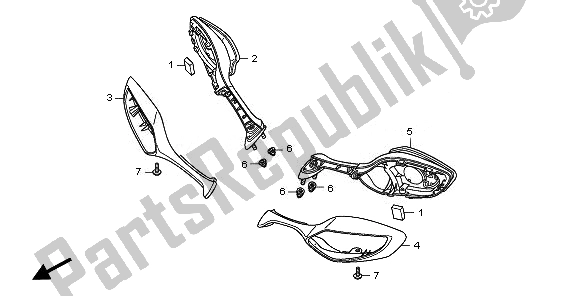 All parts for the Mirror of the Honda VFR 1200F 2011