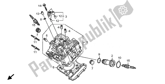 Alle onderdelen voor de Voorste Cilinderkop van de Honda VT 1300 CX 2010