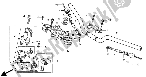 All parts for the Handle Pipe & Top Bridge of the Honda CB 600F2 Hornet 2000