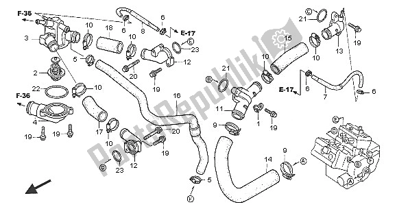 All parts for the Water Hose of the Honda VFR 800 2005