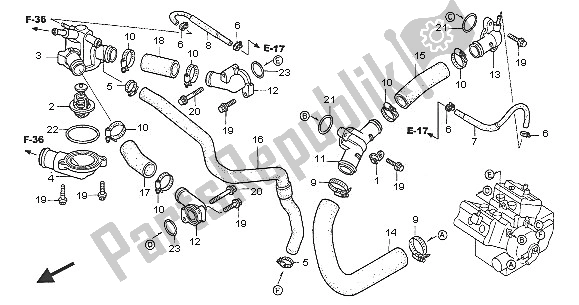 All parts for the Water Hose of the Honda VFR 800A 2005