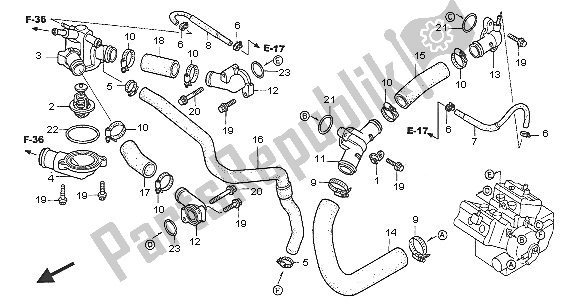 Tutte le parti per il Tubo Dell'acqua del Honda VFR 800A 2005