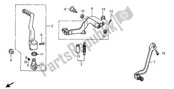 Toutes les pièces pour le Changer La Pédale Et La Pédale De Frein Et Le Coup De Pied Du Démarreur du Honda CR 500R 1998