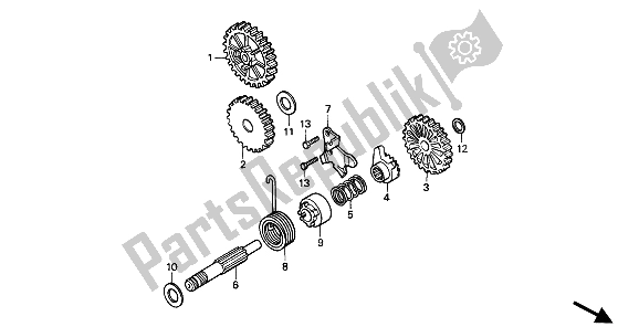 All parts for the Kick Starter Spindle of the Honda NSR 50S 1994