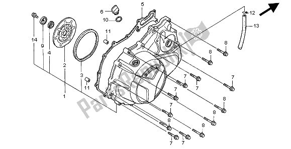 All parts for the Right Crankcase Cover of the Honda XL 1000V 2004