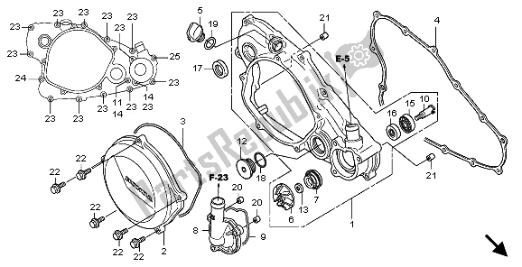 All parts for the R. Crankcase Cover & Water Pump of the Honda CRF 450R 2009