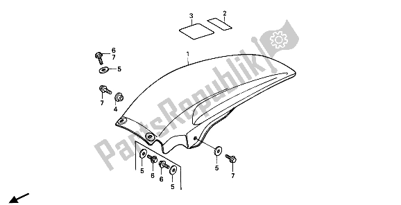 All parts for the Rear Fender of the Honda CR 125R 1987