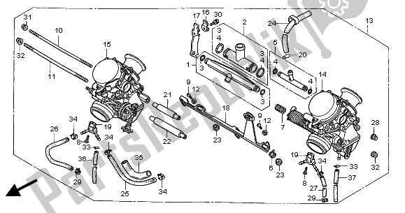 Tutte le parti per il Carburatore (assy.) del Honda CB 500S 2002