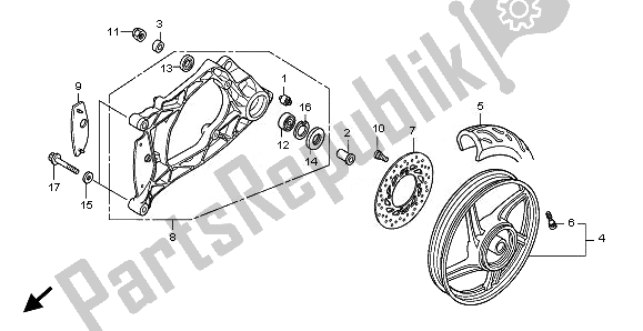 Tutte le parti per il Ruota Posteriore E Forcellone del Honda SH 150R 2010