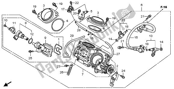 Alle onderdelen voor de Gasklephuis van de Honda XL 700 VA Transalp 2009