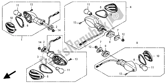 Todas as partes de Piscadela do Honda CBR 600 RA 2012