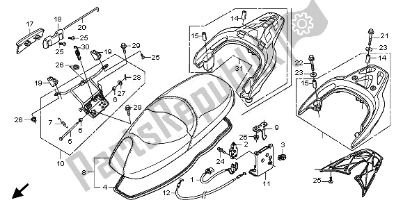 All parts for the Seat & Rear Carrier of the Honda FES 125 2008