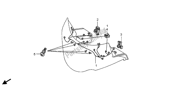 All parts for the Fairing Sub Harness of the Honda GL 1500A 1996