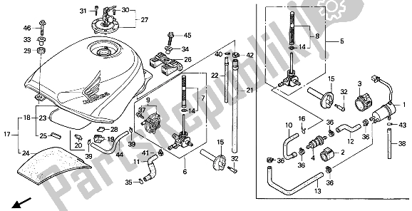 All parts for the Fuel Tank of the Honda CBR 600F 1992