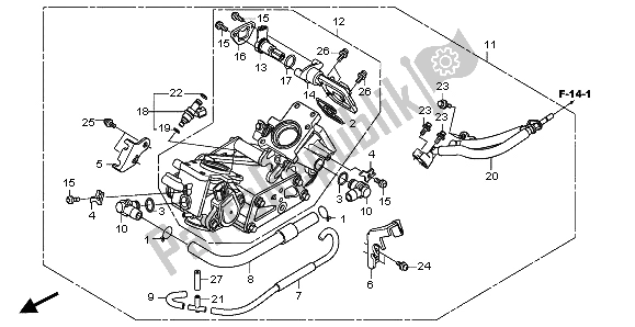 Alle onderdelen voor de Gasklephuis van de Honda XL 125V 2007