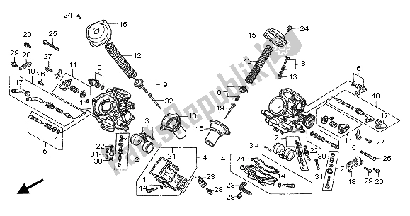 Tutte le parti per il Carburatore (parti Componenti) del Honda XL 650V Transalp 2001